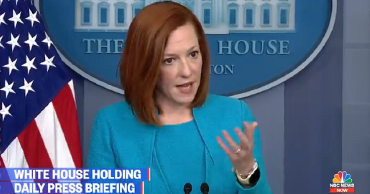 White House press secretary Jen Psaki is seen at Monday's briefing.