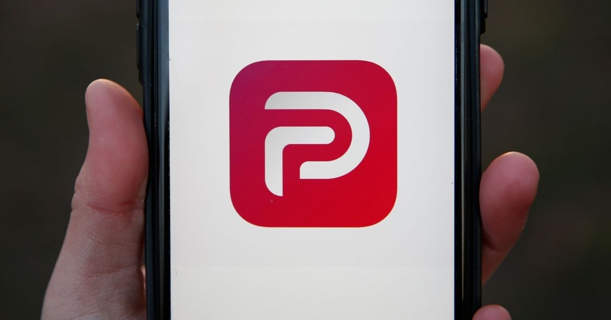 The Parler app icon is displayed on an iPhone on Jan. 9, 2021, in London, England.