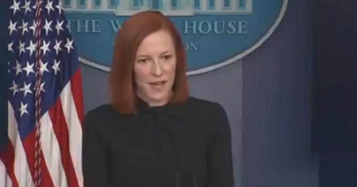 White House press secretary Jen Psaki fields a question at Monday's news briefing.
