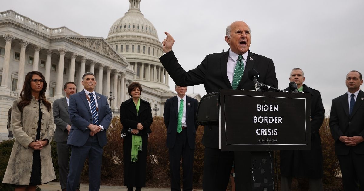 Rep. Louie Gohmert speaks during a news conference with members of the House Freedom Caucus about the immigration crisis at the US-Mexico border outside the US Capitol on March 17, 2021, in Washington, D.C.