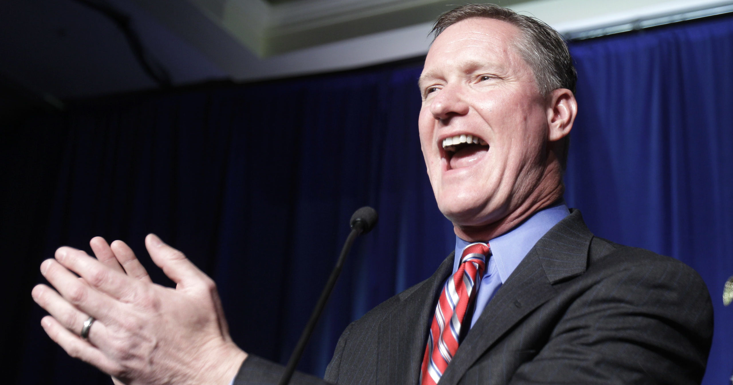 In this Nov. 2, 2010 file photo, Republican Steve Stivers speaks to supporters after defeating Democratic Rep. Mary Jo Kilroy in the 15th Congressional District during the Ohio Republican Party's election night celebration in Columbus, Ohio.