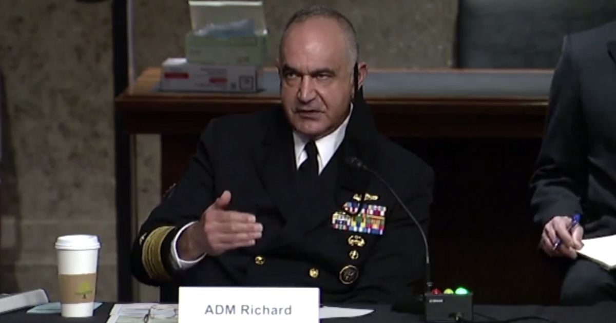 STRATCOM commander Admiral Charles Richard speaks at the HASC hearing on Tuesday regarding extremists in the organization.