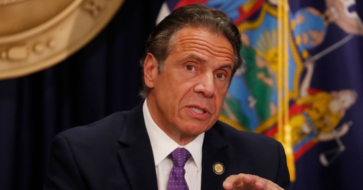 New York Gov. Andrew Cuomo speaks during a news conference about the state's response to the coronavirus pandemic on Monday in New York City.