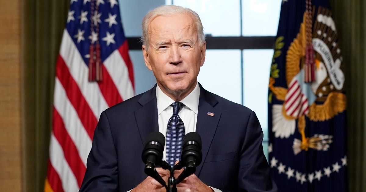 Joe Biden speaks in the White House on April 14 in Washington, D.C.