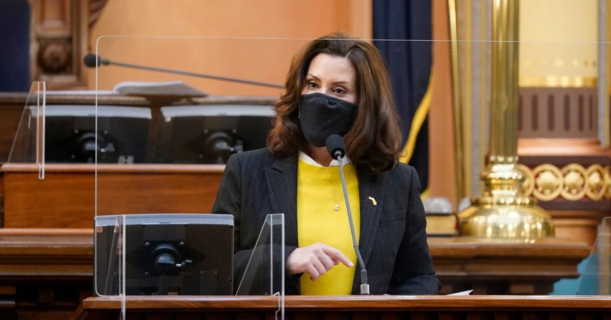 Michigan Gov. Gretchen Whitmer addresses the state's Electoral College at the state Capitol on Dec. 14, 2020, in Lansing, Michigan.