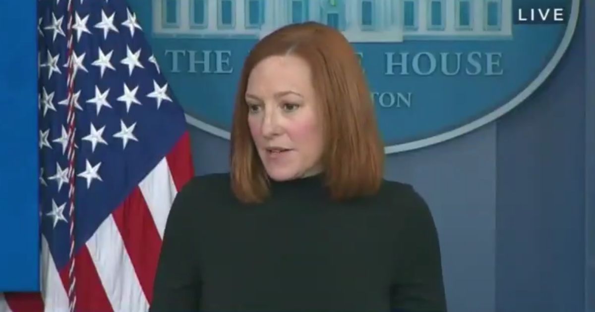 White House press secretary Jen Psaki responds to a question from Fox News reporter Peter Doocy in the daily White House media briefing on Friday.