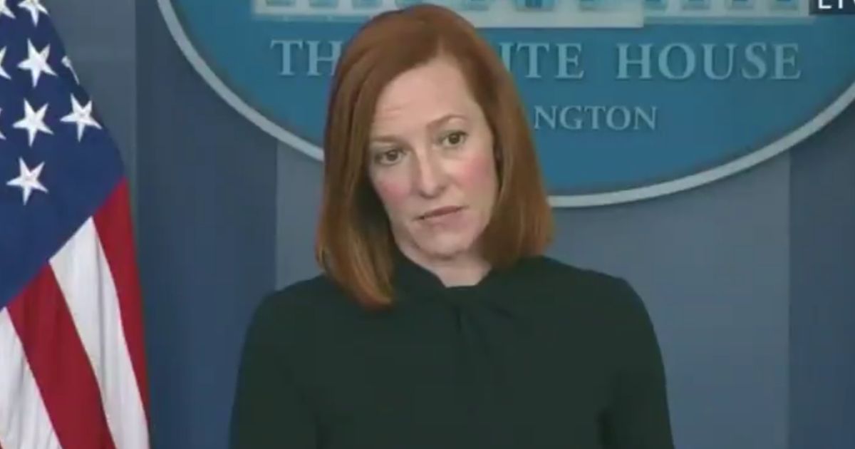 White House press secretary Jen Psaki takes questions from Fox Business reporter Ed Lawrence during the daily media briefing on Thursday.