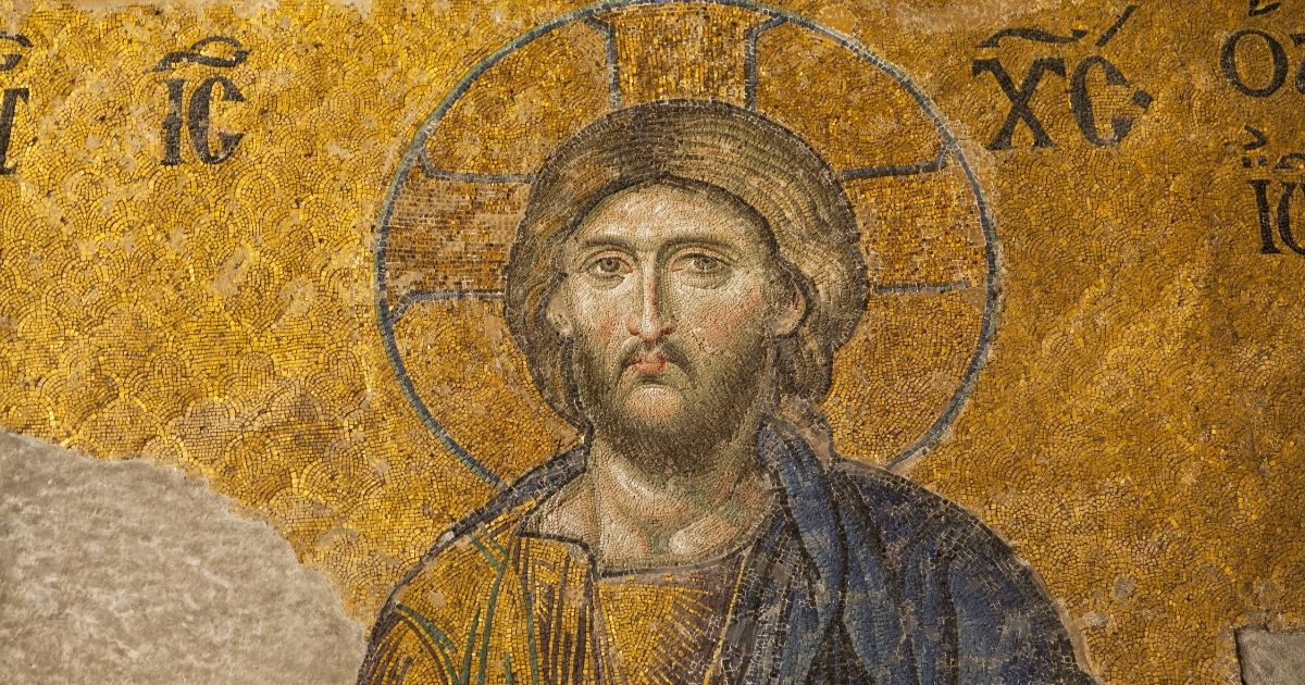 A 13th century mosaic of Jesus Christ is seen in the Hagia Sophia temple in Istanbul.