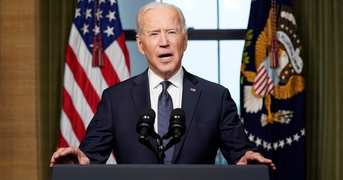 President Joe Biden speaks from the Treaty Room in the White House on Wednesday in Washington, D.C.