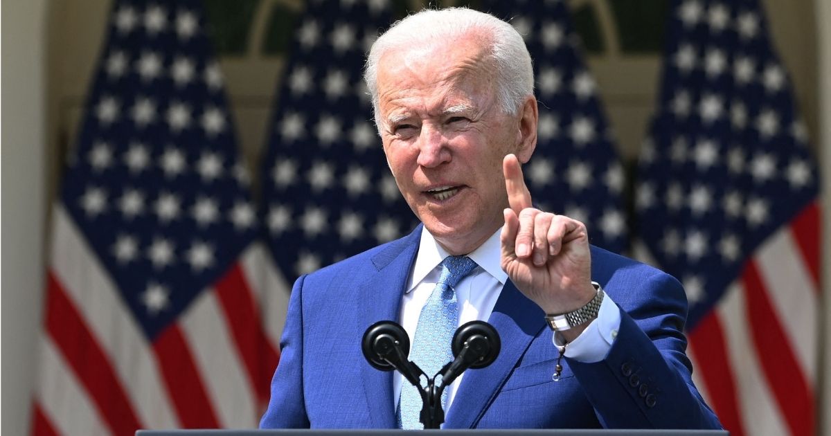 President Joe Biden speaks in the Rose Garden of the White House in Washington, D.C., on Thursday.
