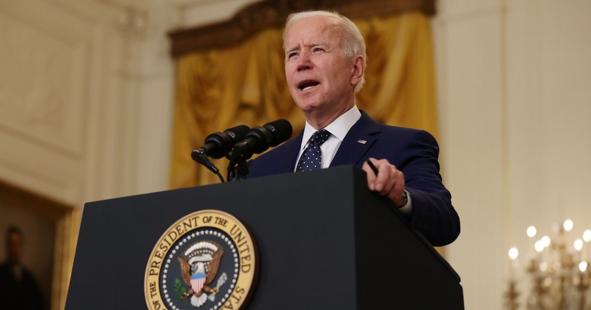 President Joe Biden speaks in the East Room of the White House on Thursday in Washington, D.C.