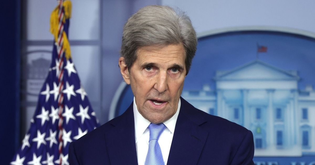 Special Presidential Envoy for Climate John Kerry speaks during a daily media briefing at the James Brady Press Briefing Room of the White House on Thursday in Washington, D.C.