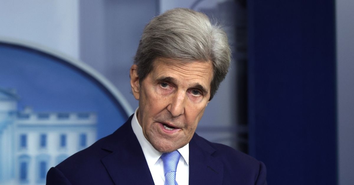Special Presidential Envoy for Climate John Kerry speaks during a daily news briefing at the James Brady Press Briefing Room of the White House on Thursday in Washington, D.C.