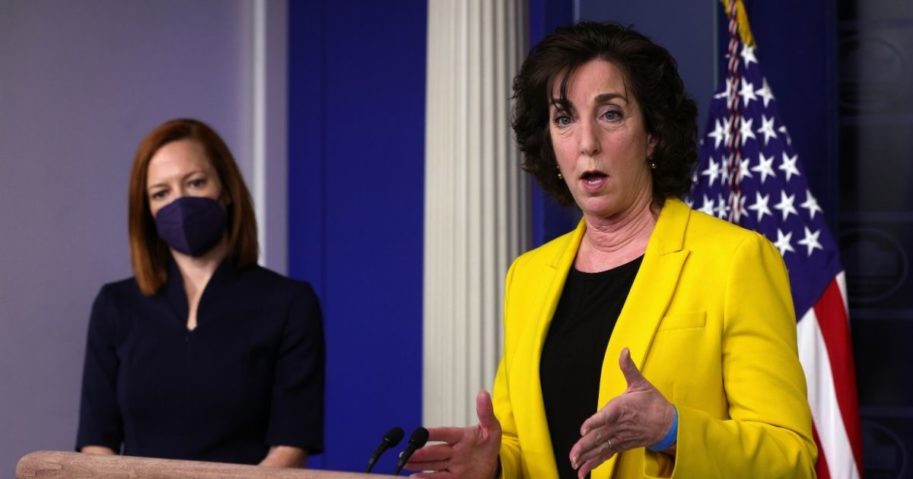 Special Assistant to the President & Coordinator for the Southern Border Ambassador Roberta Jacobson speaks at a daily media briefing at the James Brady Press Briefing Room of the White House March 10, 2021, in Washington, D.C.