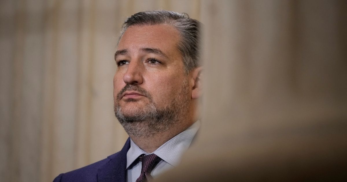 Republican Sen. Ted Cruz of Texas prepares for a television appearance after President Joe Biden's address to a joint session of Congress in the U.S. Capitol on Wednesday in Washington, D.C.