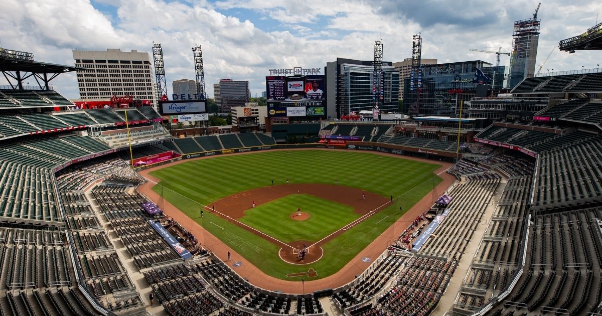 Pictured above is a game between the Atlanta Braves and the Boston Red Sox at Truist Park on Sept. 27, 2020, in Atlanta.