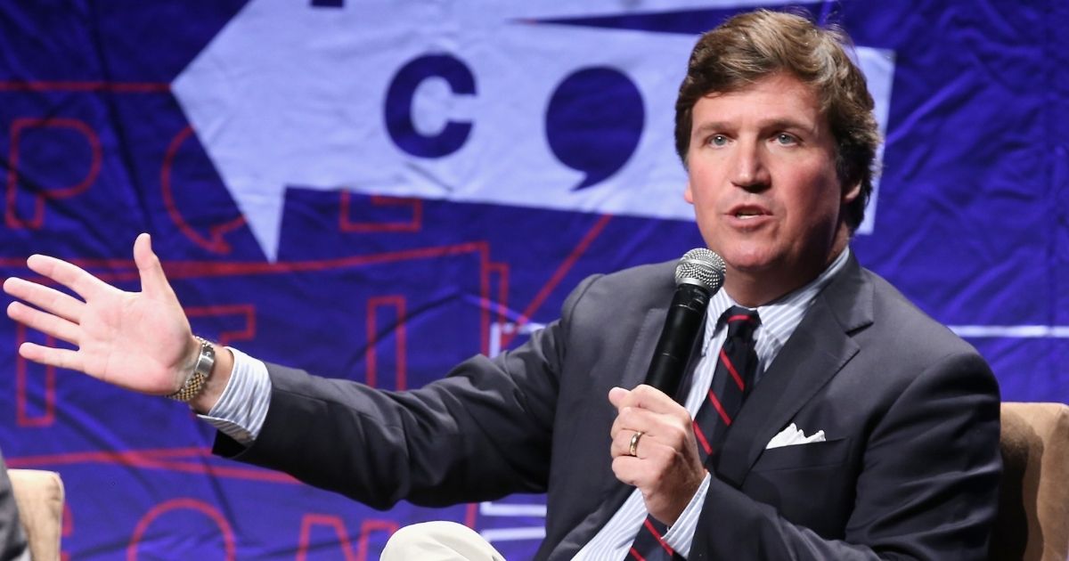 Tucker Carlson speaks onstage during Politicon 2018 at Los Angeles Convention Center on Oct. 21, 2018, in Los Angeles.
