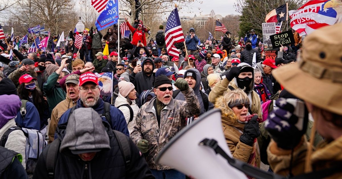 Supporters of then-President Donald Trump gather outside the Capitol Jan. 6.