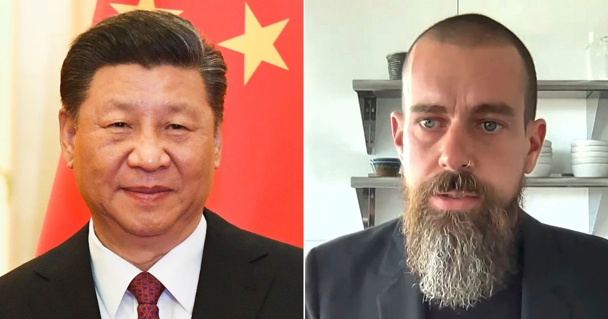 China's President Xi Jinping, left, and Twitter CEO Jack Dorsey, right