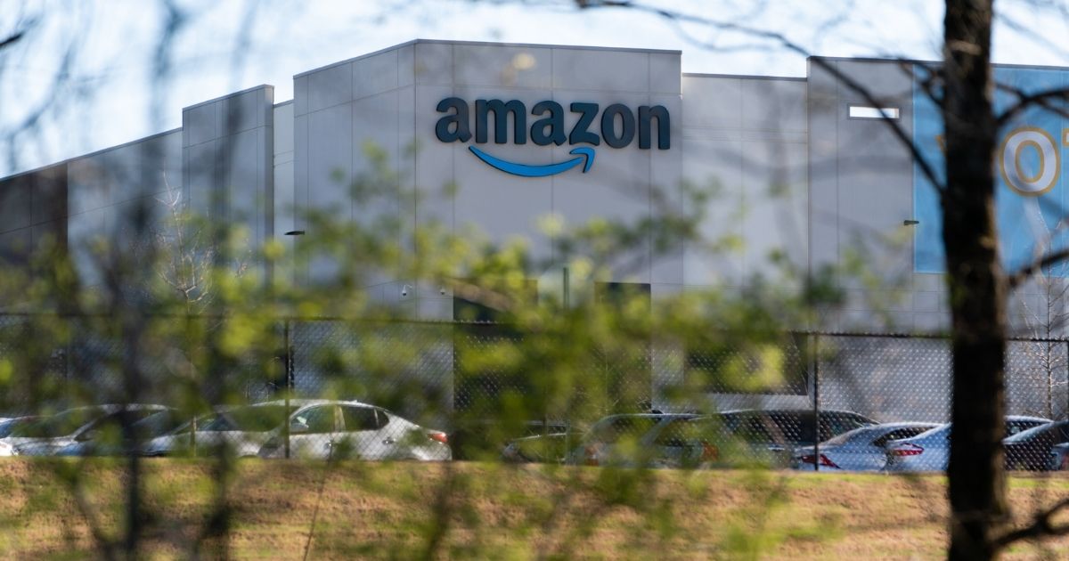 The Amazon warehouse at the center of a unionization drive is seen on March 29, 2021, in Bessemer, Alabama.