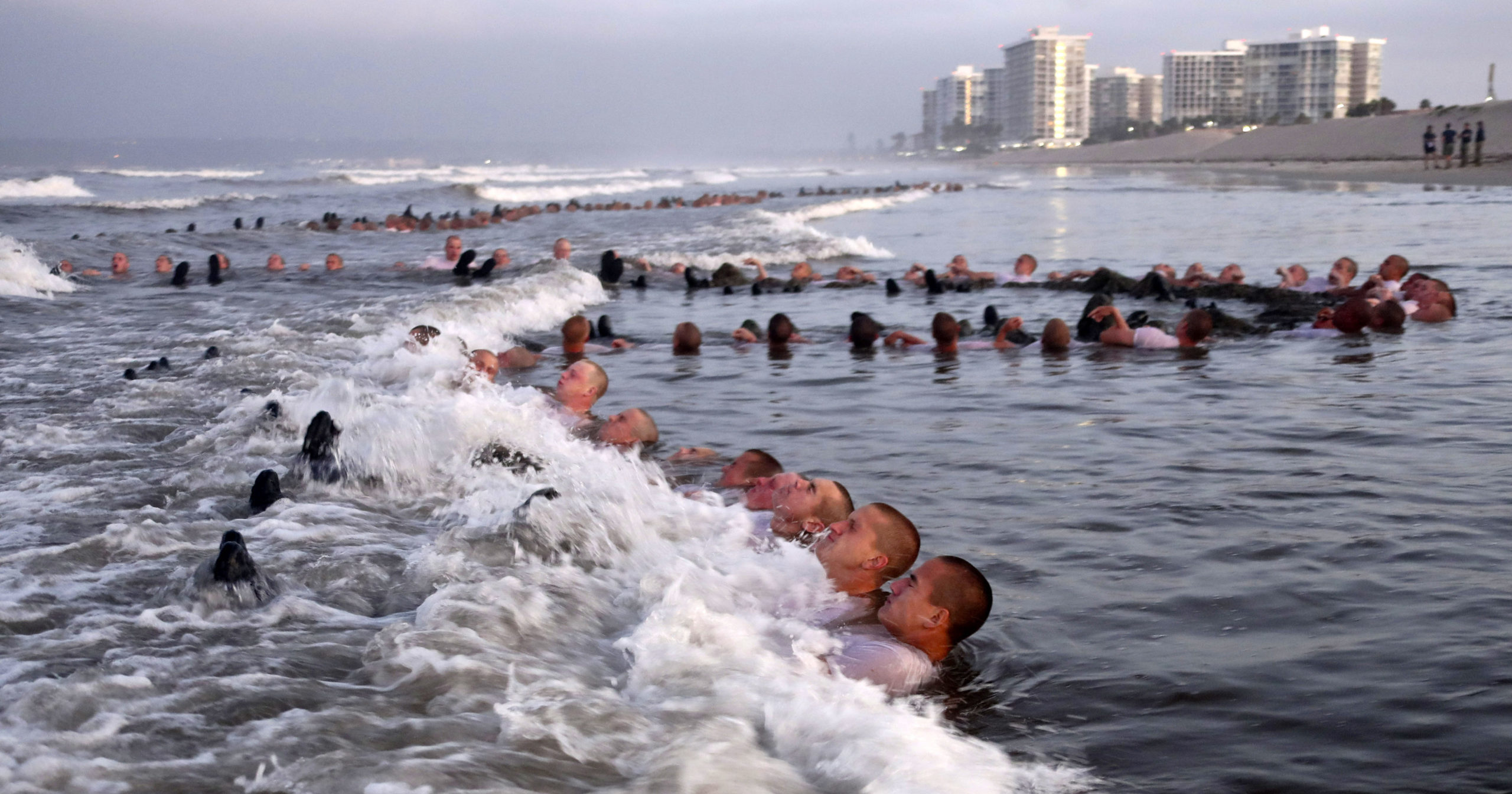 U.S. Navy SEAL candidates participate in training at the Naval Special Warfare Center in Coronado, California, on May 4, 2020.