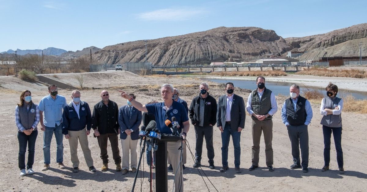 Rep. John Katko of New York speaks during a congressional border delegation visit to El Paso, Texas, on March 15, 2021.