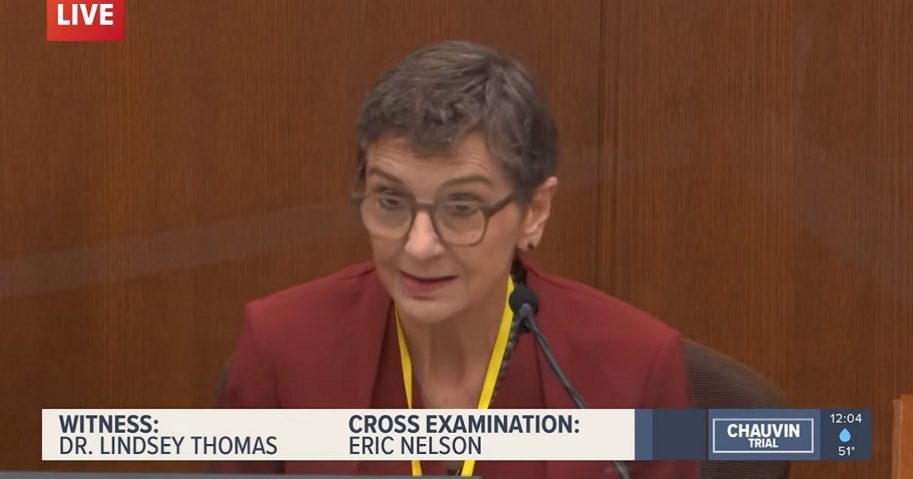 Dr. Lindsey Thomas, former chief medical examiner for Hennepin County, Minnesota, testifies Friday in the trial of the police officer accuses of murder in the George Floyd case.