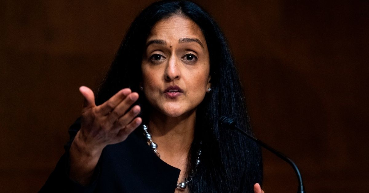 Vanita Gupta testifies during a Senate Judiciary Committee hearing in the Dirksen Senate Office Building in Washington, D.C., on June 16, 2020.