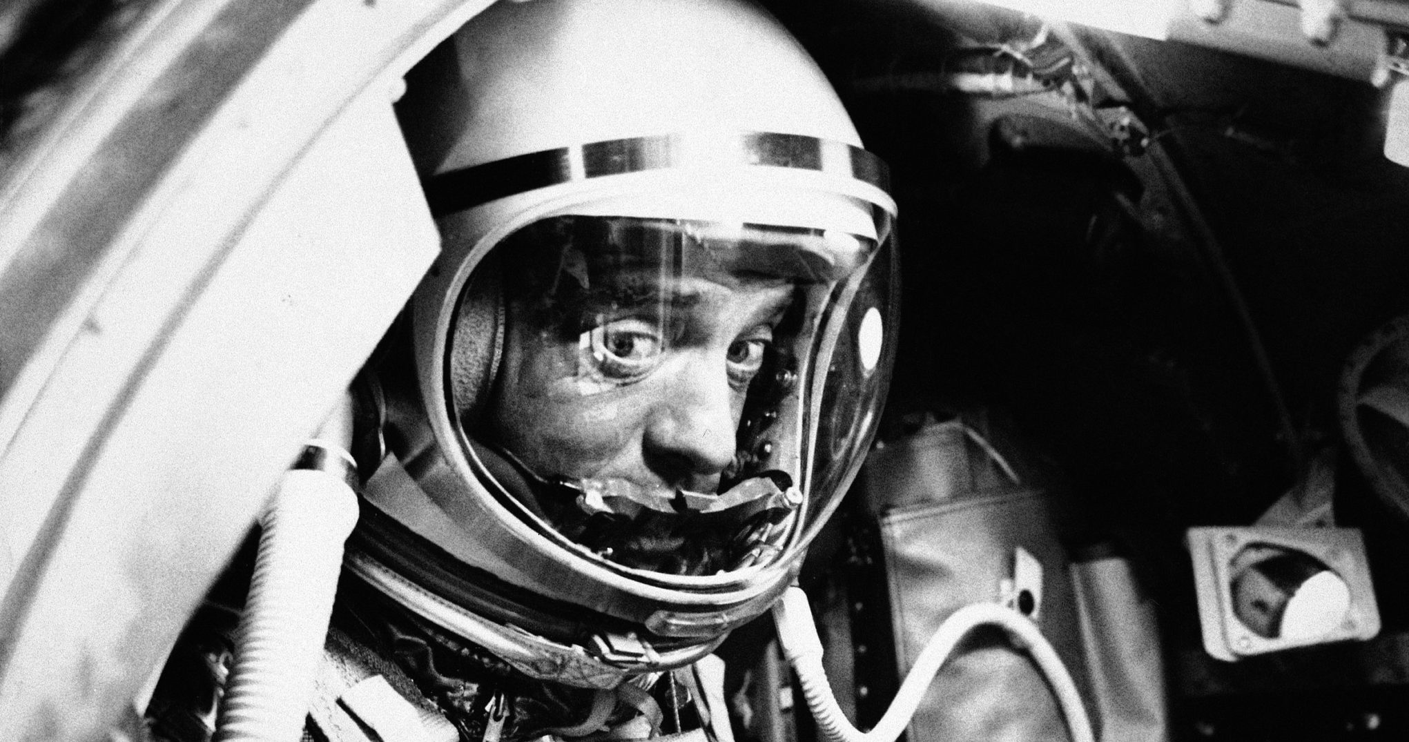 Astronaut Alan Shepard sits in his capsule at Cape Canaveral, Florida, on May 5, 1961.