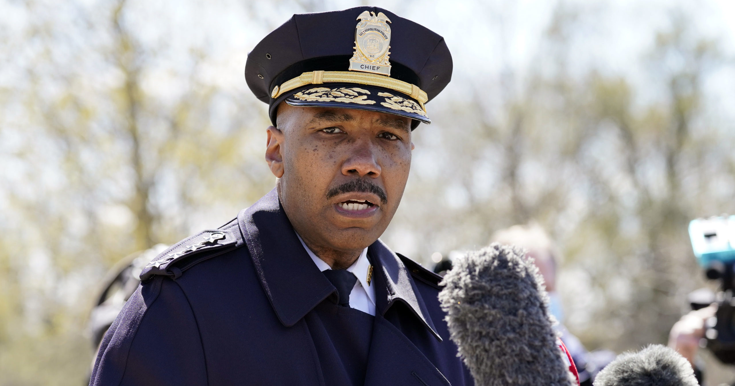 Washington Metropolitan Police Department Chief Robert Contee speaks during a news conference in Washington, D.C., on April 2, 2021.