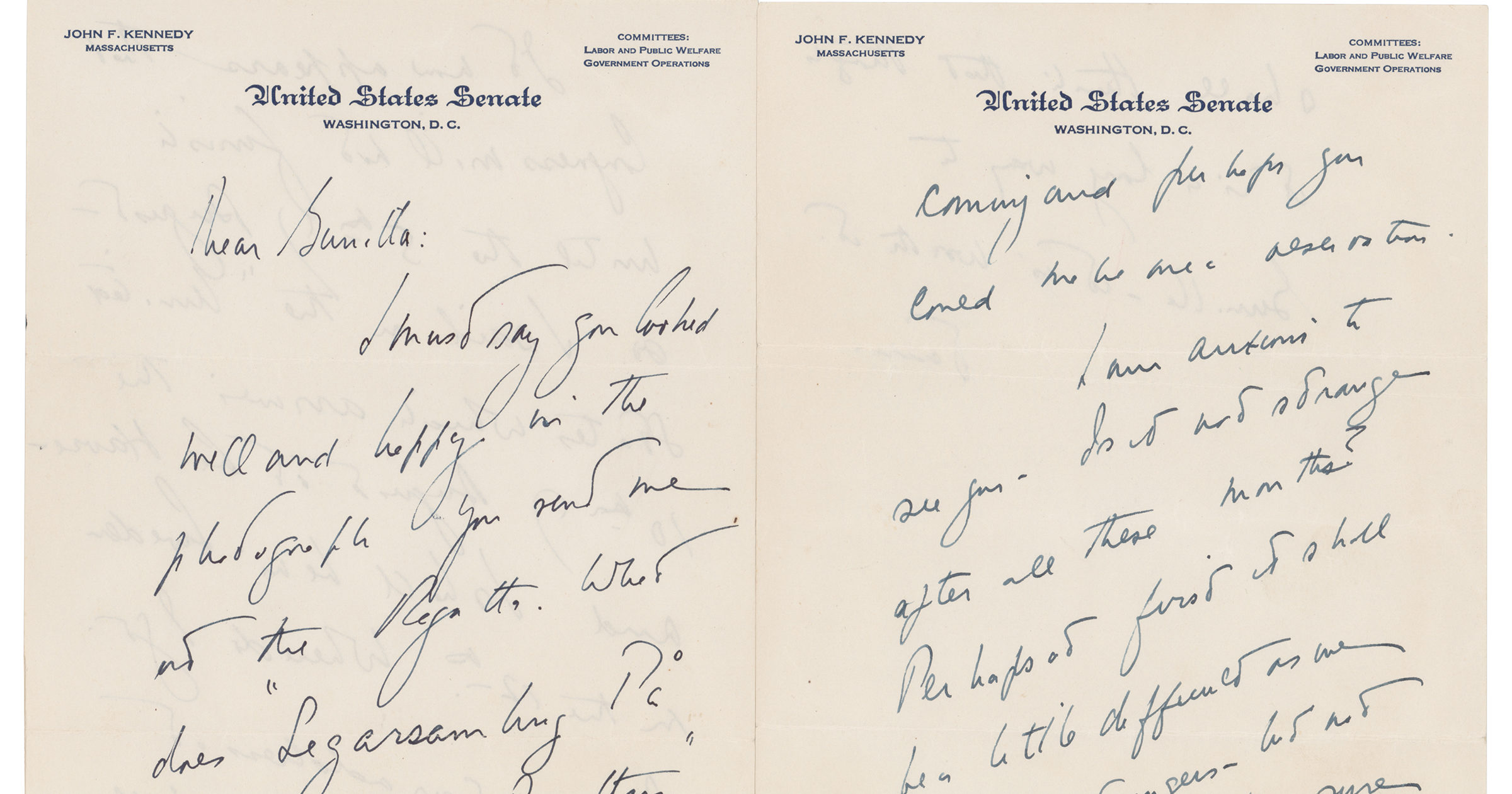 A letter from John F. Kennedy to a Swedish paramour is seen in this photo.