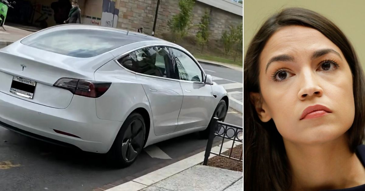 Democratic Rep. Alexandria Ocasio-Cortez of New York is seen on Capitol Hill in Washington on July 12, 2019. At left is an illegally parked car identified as hers.