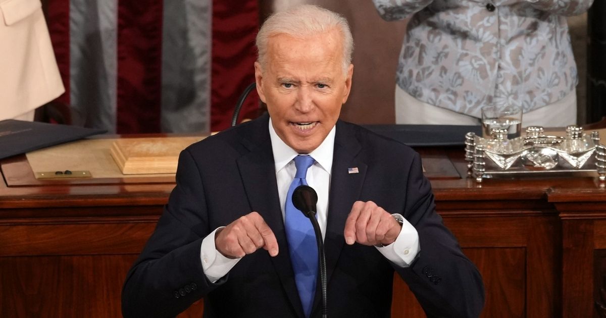 President Joe Biden addresses a joint session of Congress in the House chamber of the U.S. Capitol on April 28, 2021, in Washington, D.C.