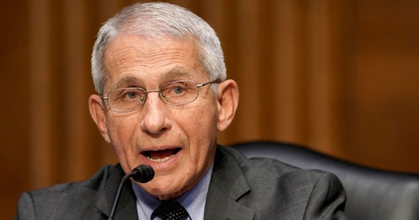 Dr. Anthony Fauci, director of the National Institute of Allergy and Infectious Diseases, speaks during a Senate Health, Education, Labor and Pensions Committee hearing on May 11, 2021, at the U.S. Capitol in Washington, D.C.