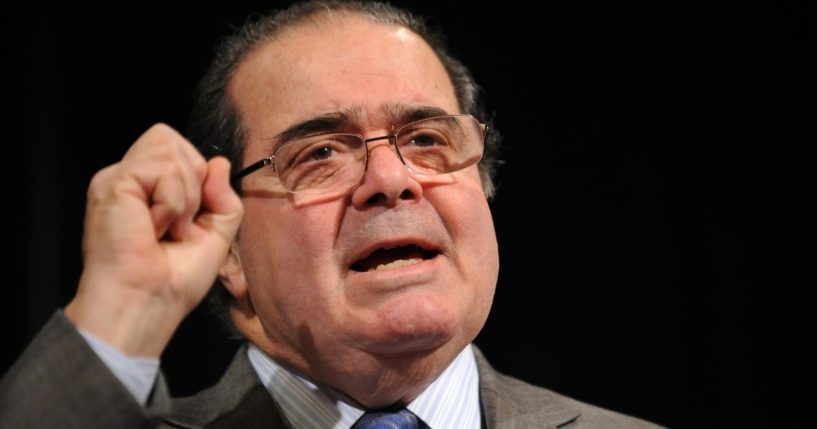 The late Supreme Court Justice Antonin Scalia speaks during the American Bar Association (ABA) 59th annual "Antitrust Law Spring" meeting in Washington, D.C., on March 31, 2011.