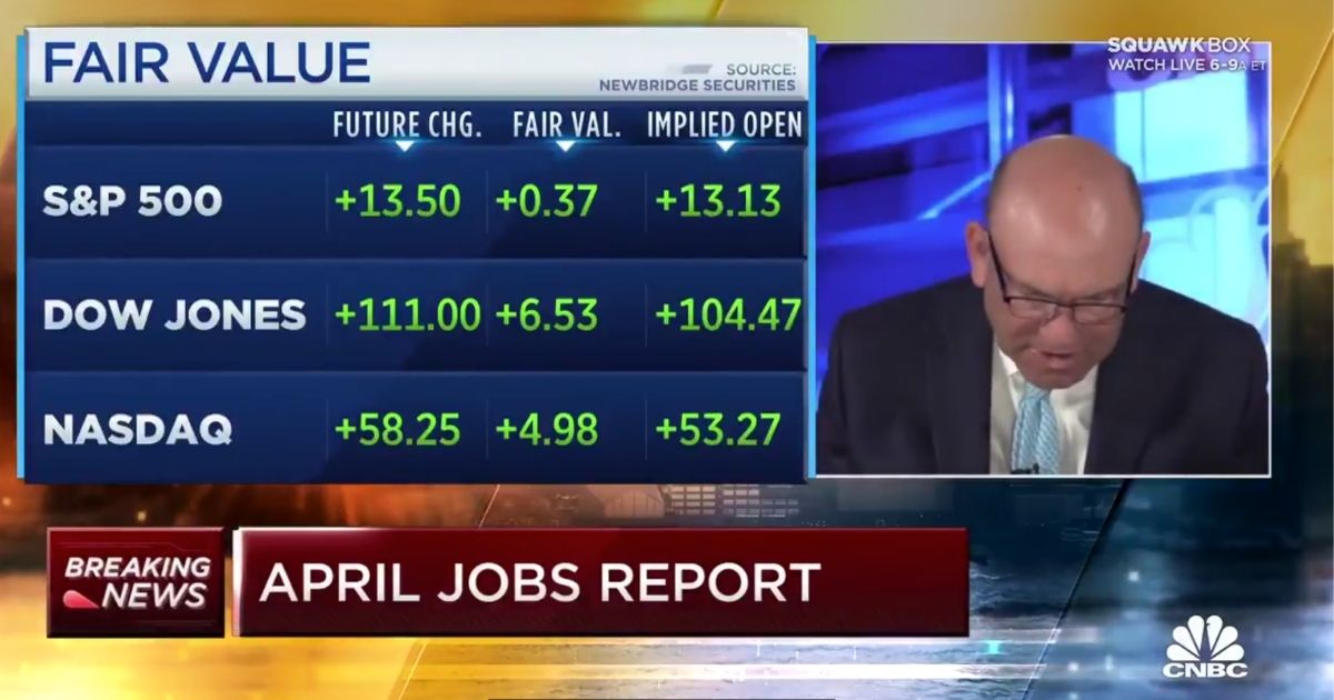 Steve Liesman of CNBC’s "Squawk Box" double-checks the numbers from April's jobs report on air.