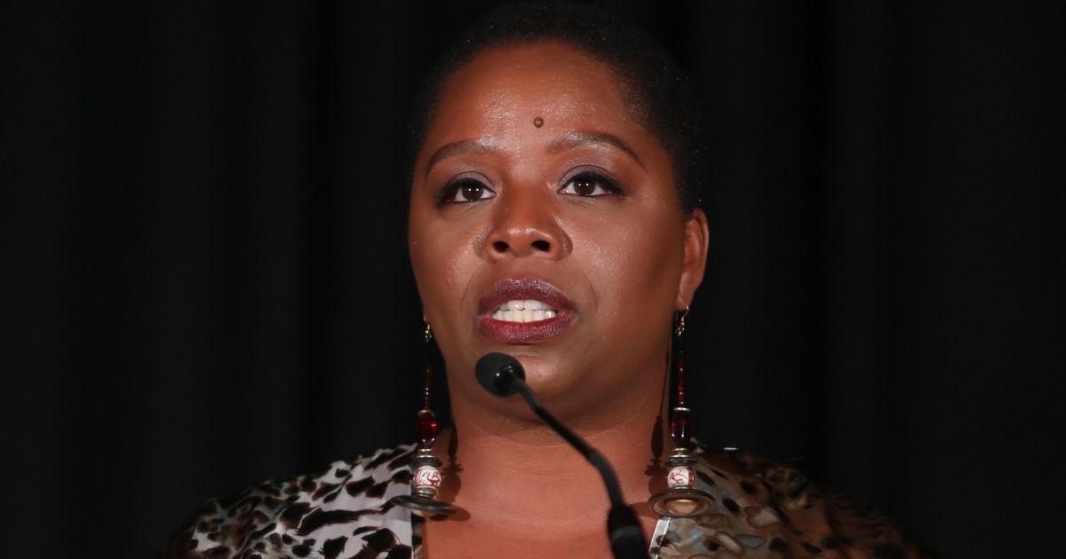 Patrisse Cullors, co-founder of Black Lives Matter, speaks in Los Angeles on Oct. 3, 2019.