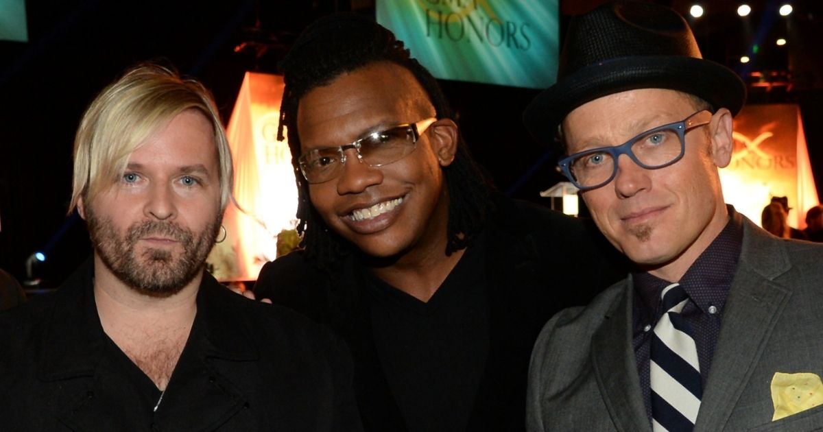 The members of dc Talk -- from left, Kevin Max, Michael Tait and TobyMac -- attend the GMA Honors Celebration and Hall of Fame Induction at the Allen Arena at Lipscomb University in Nashville, Tennessee, on April 29, 2014.