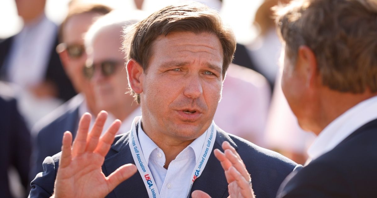 Florida Gov. Ron DeSantis attends the flag raising ceremony prior to The Walker Cup at Seminole Golf Club on Friday in Juno Beach, Florida.