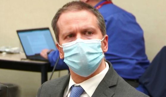 Former Minneapolis police officer Derek Chauvin listens to verdicts at his trial for the 2020 death of George Floyd at the Hennepin County Courthouse in Minneapolis on April 20, 2021.