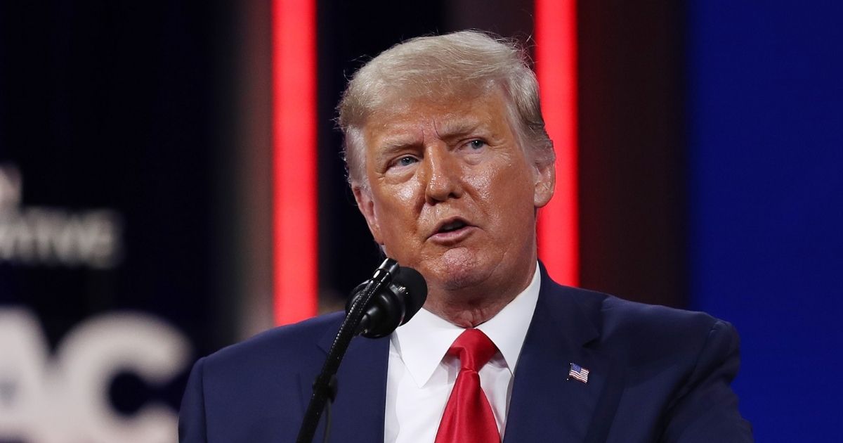 Former President Donald Trump addresses the Conservative Political Action Conference held in the Hyatt Regency on Feb. 28, 2021 in Orlando, Florida.