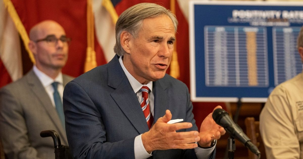 Republican Texas Gov. Greg Abbott announces the reopening of more Texas businesses during the COVID-19 pandemic at a news conference at the Texas State Capitol on May 18, 2020, in Austin, Texas.