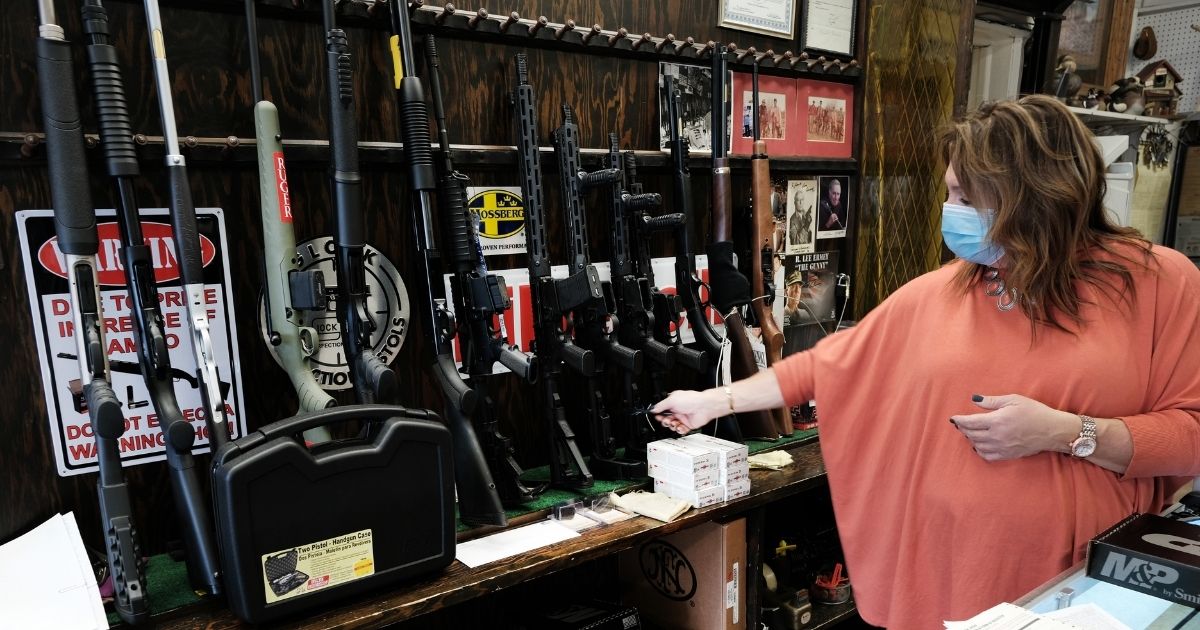 Lisa Caso sells guns at Caso's Gun-A-Rama store in Jersey City, New Jersey, on March 25.