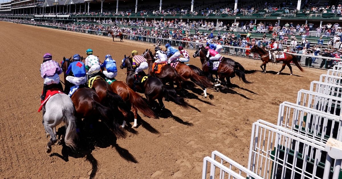 Horses break from the gate at the start of race 5 ahead of the 147th Running of the Kentucky Derby, at Churchill Downs on Saturday in Louisville.