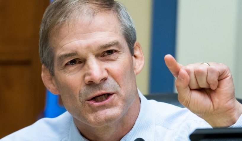 Republican Rep. Jim Jordan of Ohio asks a question during a hearing of the House Oversight and Reform Committee on Capitol Hill in Washington on Aug. 24.