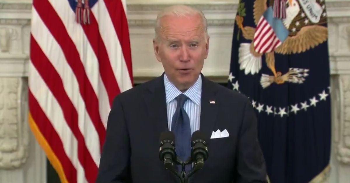 President Joe Biden delivers remarks from the White House on Tuesday.
