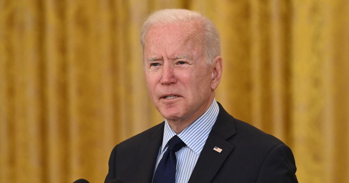 President Joe Biden speaks about the April jobs report in the East Room of the White House in Washington, D.C., on Friday.