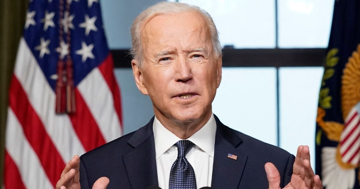 President Joe Biden speaks from the Treaty Room in the White House on April 14, 2021, in Washington, D.C., about the withdrawal of the remainder of U.S. troops from Afghanistan.