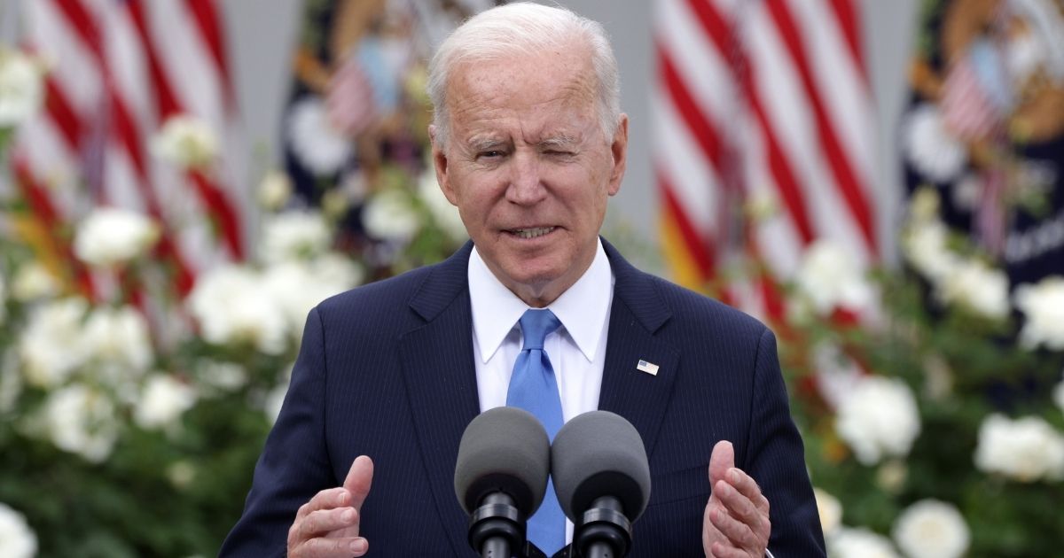 President Joe Biden delivers remarks on the COVID-19 response and vaccination program in the Rose Garden of the White House on Thursday in Washington, D.C.