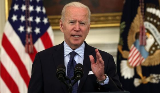 President Joe Biden delivers remarks during an event at the State Dining Room of the White House on Tuesday in Washington, D.C.